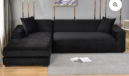 Black velvet feel sofa - black,