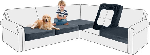 Velvet stretch sofa - velvet, cushion